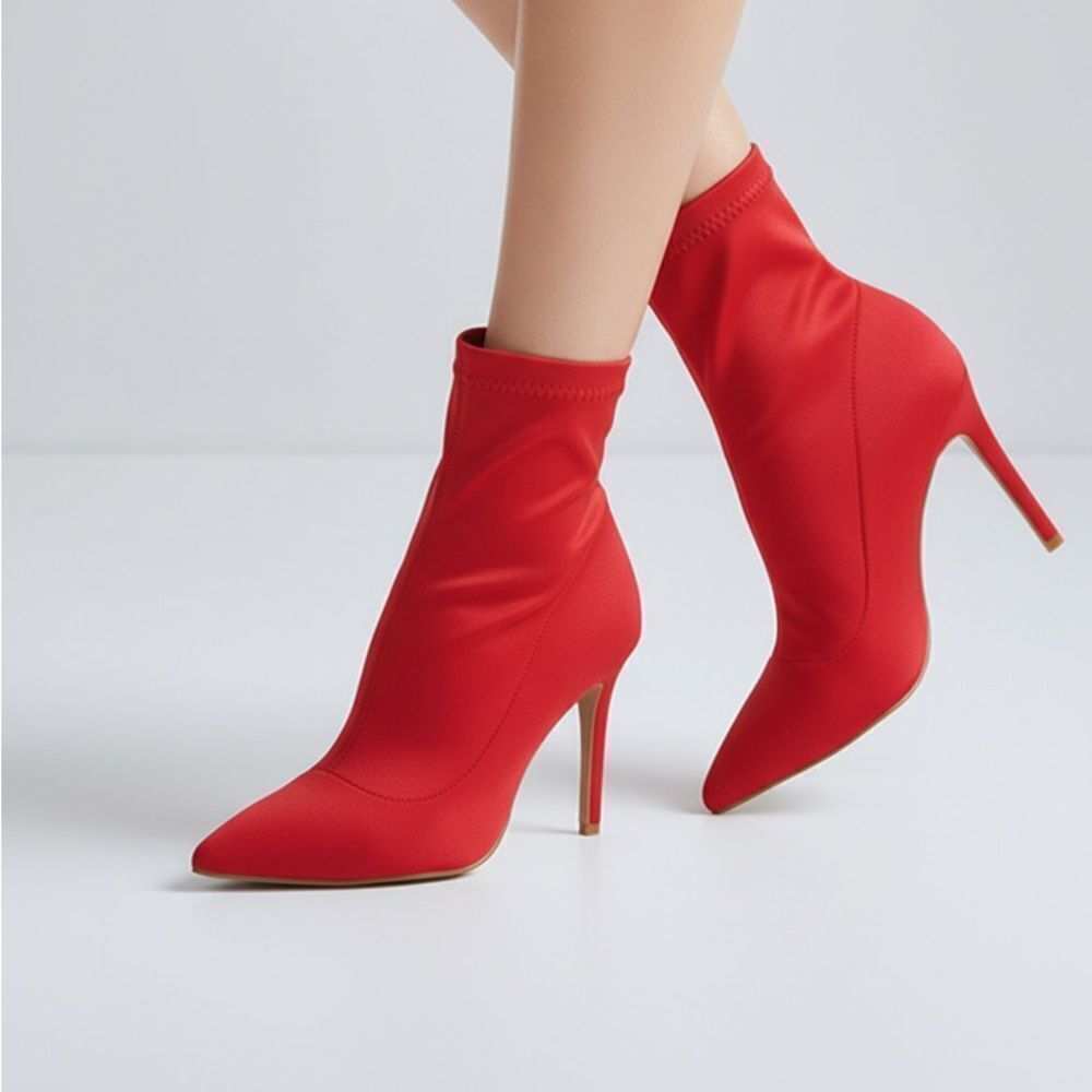 Elegant Red Stiletto Ankle Boots. EU5